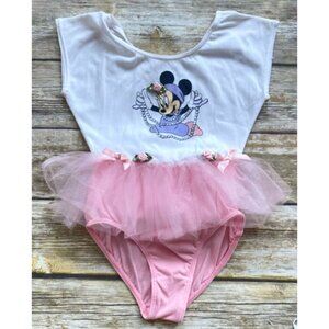 The Disney Store Girls Minnie Mouse Bodysuit Ballerina TuTu Bows‎ Flowers 6 / 7